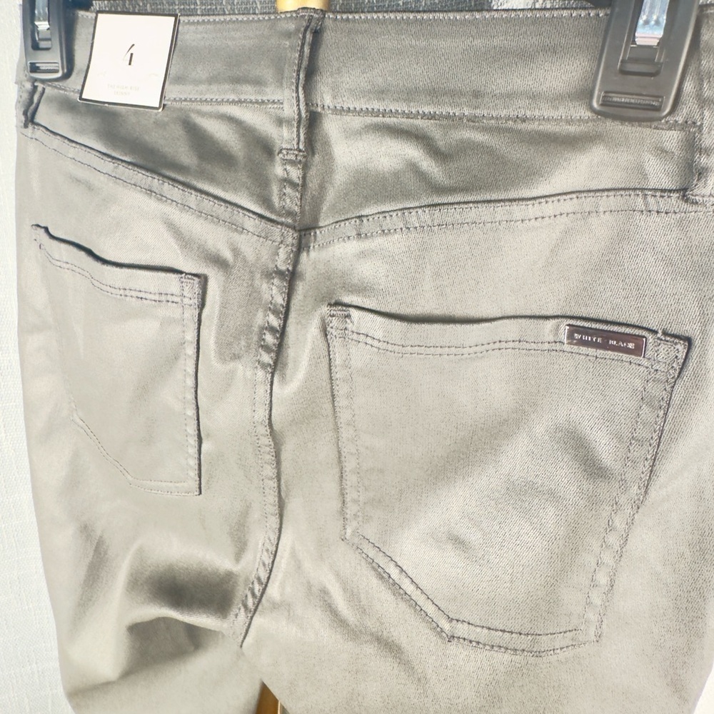 White House Black Market High-Rise Coated Gray Skinny Pants Women's size 4 NWT - Picture 7 of 16